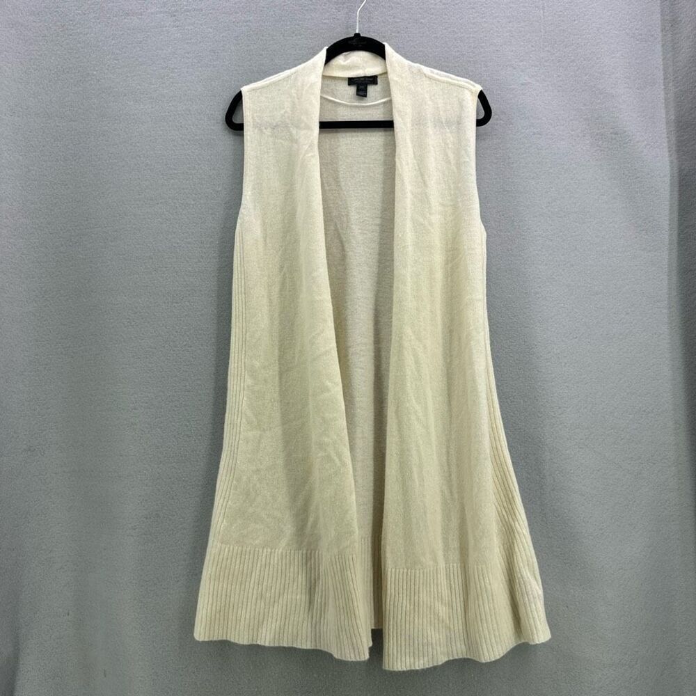 Saks fifth Avenue Womens Cashmere Open Front Cardigan Sweater Cream Size Medium